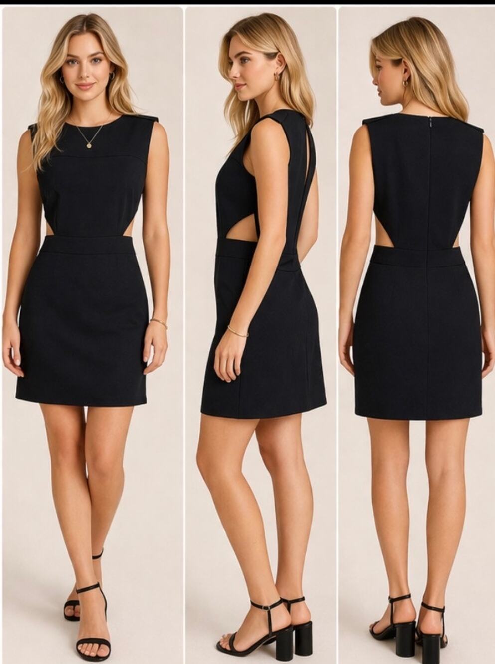 Anthro Line and Dot Black Sheath Cutout Dress Minimal Chic Sleek Size Medium